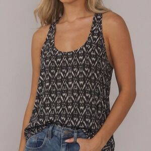 Collective Concepts Black And White Boho Ikat Summer Tank Size Large